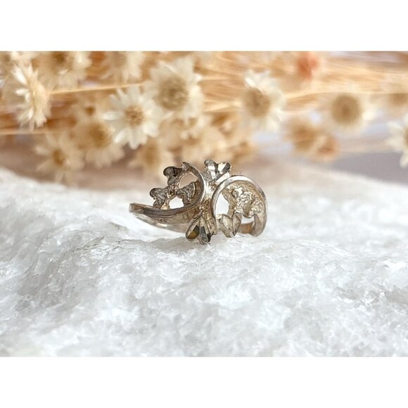 Multi Heart Shaped Hand Carved Love Sterling Silver 925 Vintage Ring - sz 6 - Picture 9 of 14